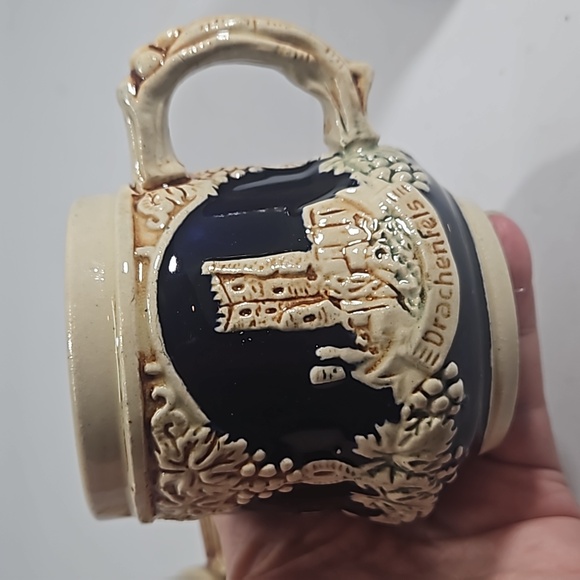 Vintage German Stoneware Castle of Rhine Drachenfels Mugs. Set of 4 - Picture 6 of 11